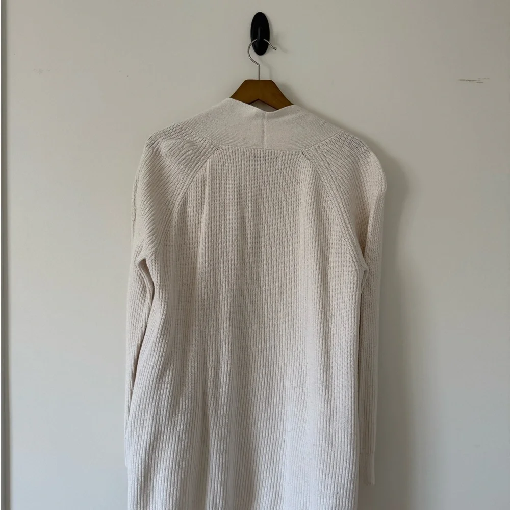 LOFT Cream Open-Front Ribbed Cardigan - Picture 4 of 4